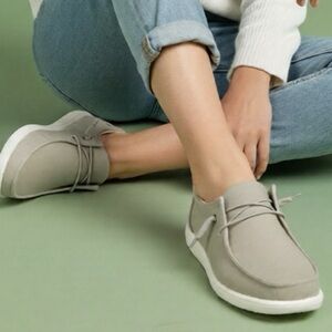Hey Dude Gray Chambray Women's Loafers